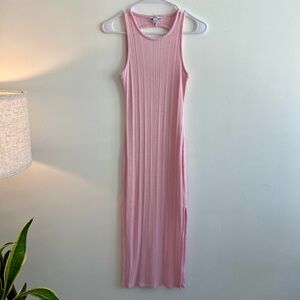 Pink Sleeveless Ribbed Dress